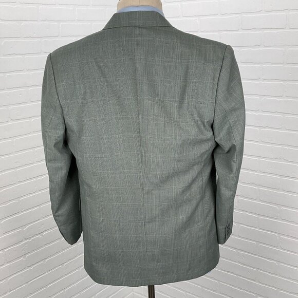 Unbranded Blazer Men 40 Black Teal‎ Blue Houndstooth Plaid Double Breasted VTG - Picture 4 of 11